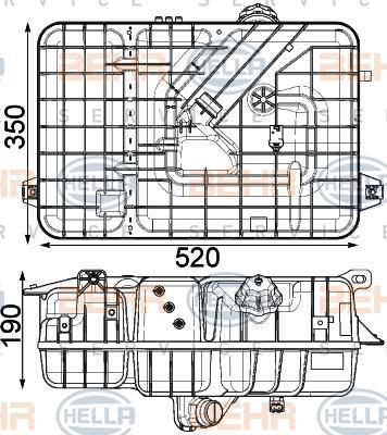 Hella 8MA 376 923-771 компенсационный бак, охлаждающая жидкость на MERCEDES-BENZ AROCS
