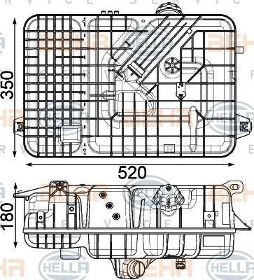 Hella 8MA 376 923-791 компенсационный бак, охлаждающая жидкость на MERCEDES-BENZ AROCS