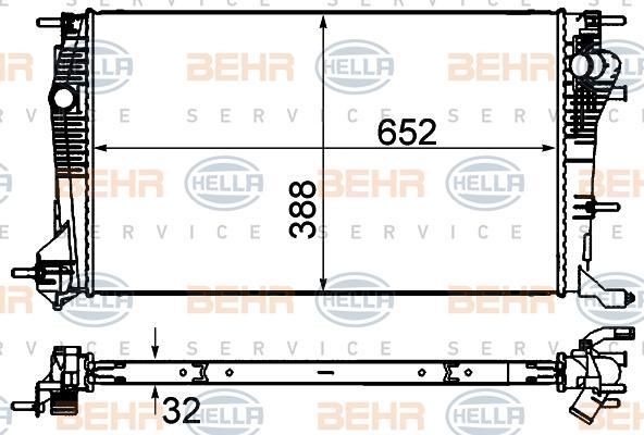 Hella 8MK 376 700-424 радиатор, охлаждение двигателя на RENAULT MEGANE III Наклонная задняя часть (BZ0_)