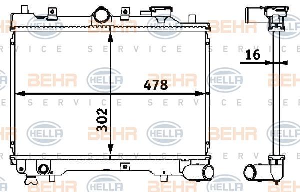 Hella 8MK 376 708-191 радиатор, охлаждение двигателя на MAZDA 323 III (BF)