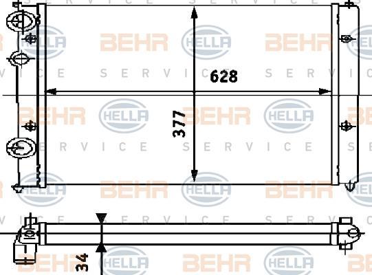 Hella 8MK 376 714-441 радиатор, охлаждение двигателя на VW CADDY II фургон (9K9A)
