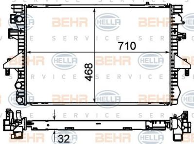 Hella 8MK 376 719-184 радиатор, охлаждение двигателя на VW MULTIVAN V (7HM, 7HN, 7HF, 7EF, 7EM, 7EN)
