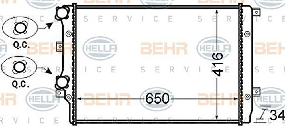Hella 8MK 376 726-704 радиатор, охлаждение двигателя на SKODA OCTAVIA Combi (1Z5)
