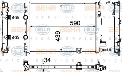 Hella 8MK 376 753-691 радиатор, охлаждение двигателя на NISSAN QASHQAI / QASHQAI +2 (J10, JJ10)