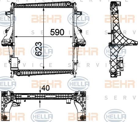 Hella 8MK 376 756-111 радиатор, охлаждение двигателя на RENAULT TRUCKS MASCOTT c бортовой платформой/ходовая часть