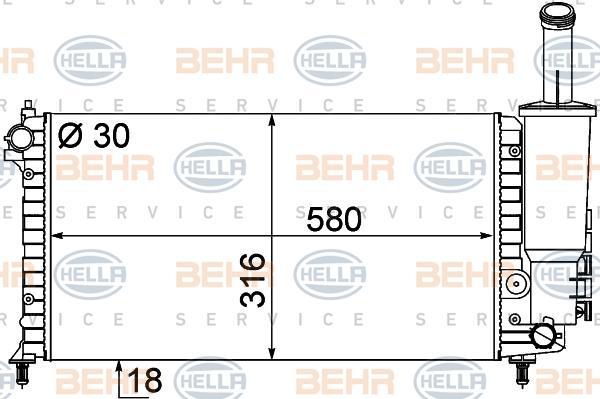 Hella 8MK 376 787-091 радиатор, охлаждение двигателя на FIAT PUNTO (188)