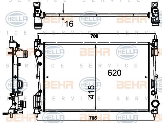 Hella 8MK 376 788-781 радиатор, охлаждение двигателя на OPEL CORSA D