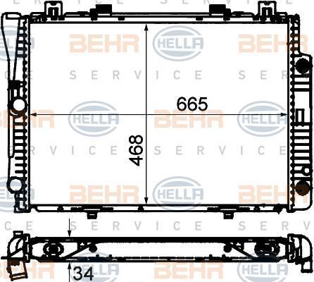 HELLA Радиатор MB W140 93-98 2.8-3.2L (1405002103, 8MK376712-201)