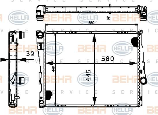 HELLA Радиатор двигателя E46 1.6-3.0/2.0D/3.0D 98- (17119071518, 8MK376716-251)