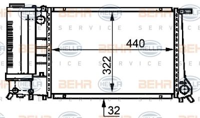 HELLA Радиатор E34,36 МКПП.кпп ,без AC M20,M43,M50,M52 1.8,2.0-2.5 (17111719304, 8MK376717-461)