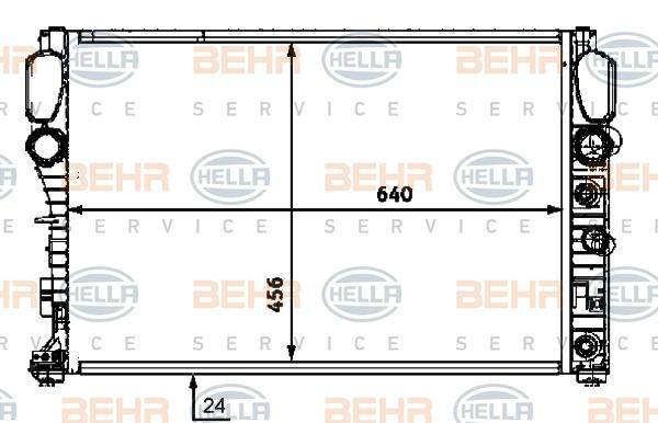 HELLA Радиатор MB W211E200/E220 CDI 02- АКПП/МКПП. +-АС (2115001302, 8MK376718-021)