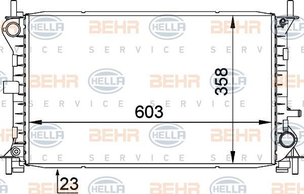 HELLA Радиатор FORD Focus 1.4,1.6,1.8 98- (1093711, 8MK376720-291)