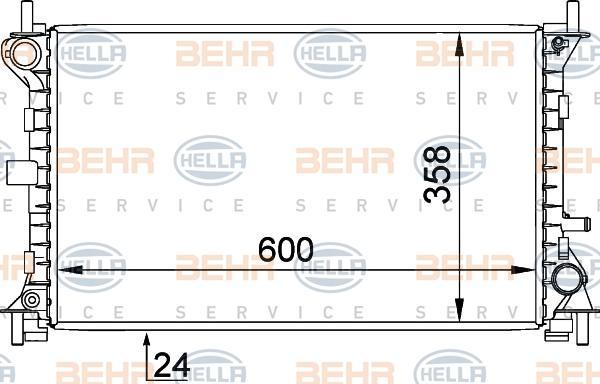 HELLA Радиатор двигателя FORD Focus I 99-04 мех. кор. с/без конд. (1093738, 8MK376720-301)