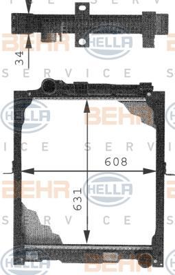 HELLA Радиатор охлаждения двигателя 629x608x34 MB MK-series (8MK376721-281)