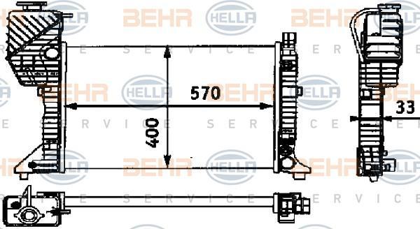 HELLA Радиатор охлаждения MB Sprinter МКПП, без AC (8MK376721-351)