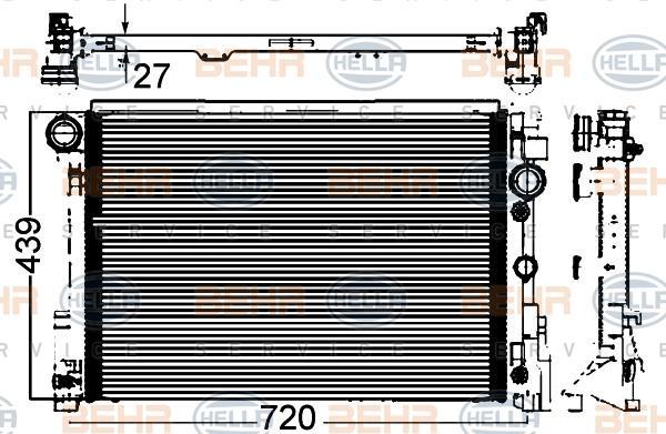 HELLA Радиатор MERCEDES W204 07=> (8MK376749-551)