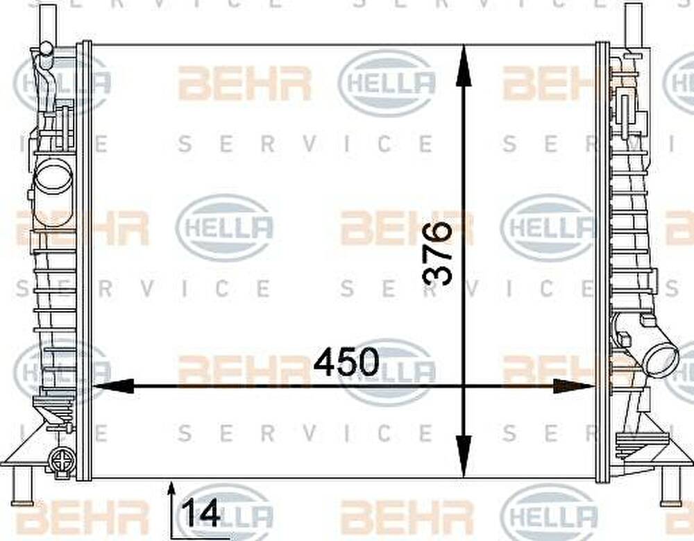 HELLA Радиатор FORD FOCUS C-MAX 1,6 03-07 (1305491, 8MK376764-271)