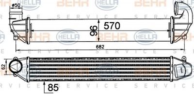 Hella 8ML 376 911-411 интеркулер на VW SHARAN (7M8, 7M9, 7M6)