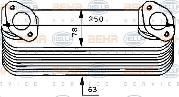 Hella 8MO 376 725-011 масляный радиатор, двигательное масло на MERCEDES-BENZ MK