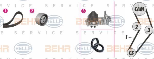 Hella 8MP 376 800-851 водяной насос + комплект зубчатого ремня на RENAULT CLIO I (B/C57_, 5/357_)