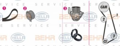 Hella 8MP 376 801-801 водяной насос + комплект зубчатого ремня на VW GOLF IV (1J1)