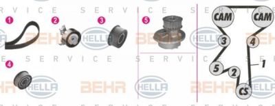 Hella 8MP 376 802-871 водяной насос + комплект зубчатого ремня на OPEL ASTRA F универсал (51_, 52_)