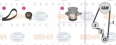 Hella 8MP 376 803-881 водяной насос + комплект зубчатого ремня на VW POLO CLASSIC (6KV2)