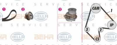 Hella 8MP 376 805-891 водяной насос + комплект зубчатого ремня на OPEL VECTRA A (86_, 87_)