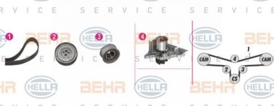 Hella 8MP 376 810-811 водяной насос + комплект зубчатого ремня на AUDI 80 Avant (8C, B4)