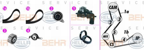 Hella 8MP 376 818-891 водяной насос + комплект зубчатого ремня на FORD ESCORT VII седан (GAL, AFL)