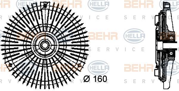 Hella 8MV 376 732-451 сцепление, вентилятор радиатора на MERCEDES-BENZ T1 c бортовой платформой/ходовая часть (602)
