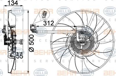 Hella 8MV 376 757-301 Вентилятор радиатора RANGE ROVER 2.7 TD
