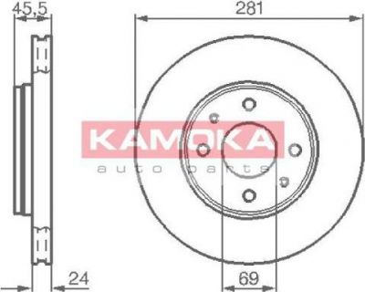 KAMOKA 1032136 тормозной диск на MITSUBISHI CARISMA седан (DA_)