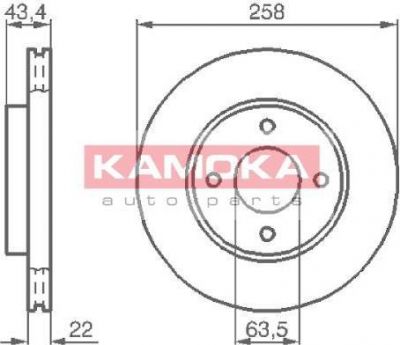 KAMOKA 1032144 тормозной диск на FORD FIESTA IV (JA_, JB_)