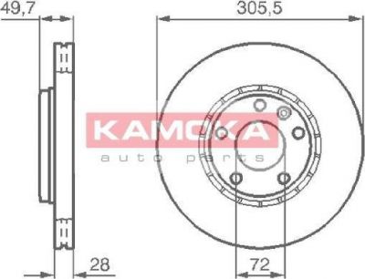 KAMOKA 1032408 тормозной диск на OPEL VIVARO фургон (F7)