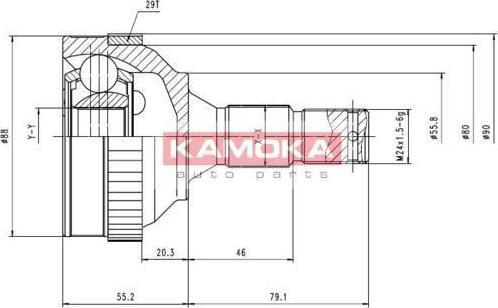 KAMOKA 6484 Шарнирный комплект, приводной вал