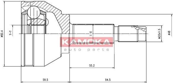 KAMOKA 7008 шарнирный комплект, приводной вал на FIAT UNO (146A/E)
