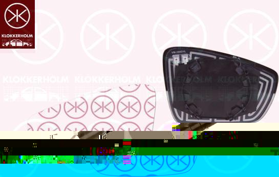 KLOKKERHOLM 95071063 зеркальное стекло, наружное зеркало на VW POLO (6R, 6C)