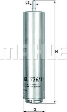 KNECHT/MAHLE Фильтр топливный E90/F10 2.0D/2.5D/3.5D (13 32 8 511 053, KL736/1D)
