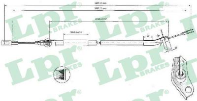 LPR C0444B трос, стояночная тормозная система на MERCEDES-BENZ SPRINTER 2-t c бортовой платформой/ходовая часть (901, 902)
