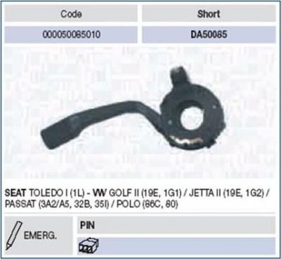 Magneti Marelli 000050085010 выключатель на колонке рулевого управления на VW PASSAT Variant (3A5, 35I)