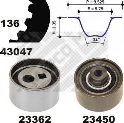 MAPCO 23435 комплект ремня грм на PEUGEOT 306 (7B, N3, N5)