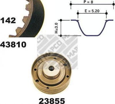 MAPCO 23810 комплект ремня грм на AUDI 90 (81, 85, B2)