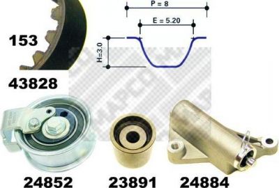 MAPCO 23840 комплект ремня грм на AUDI A4 Avant (8D5, B5)