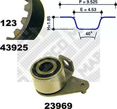 MAPCO 23925 комплект ремня грм на VOLVO 240 Kombi (P245)