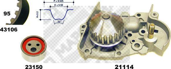 MAPCO 41106/1 водяной насос + комплект зубчатого ремня на RENAULT CLIO I (B/C57_, 5/357_)