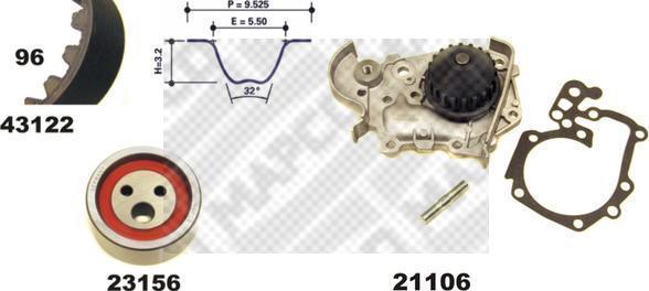 MAPCO 41122/1 водяной насос + комплект зубчатого ремня на RENAULT CLIO II (BB0/1/2_, CB0/1/2_)
