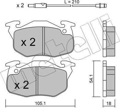 METELLI 22-0037-0 комплект тормозных колодок, дисковый тормоз на RENAULT CLIO I (B/C57_, 5/357_)