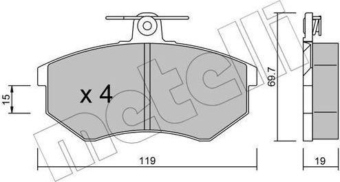 METELLI 22-0148-0 комплект тормозных колодок, дисковый тормоз на AUDI 80 (89, 89Q, 8A, B3)