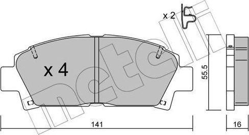 METELLI 22-0166-0 комплект тормозных колодок, дисковый тормоз на TOYOTA AVENSIS (_T22_)